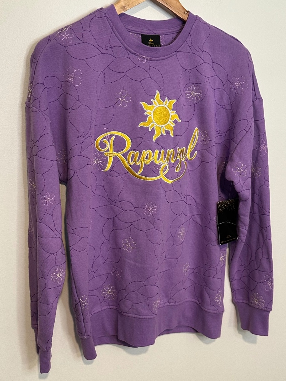 Disney Princess Rapunzel Purple Embroidered Crewneck XS NWT